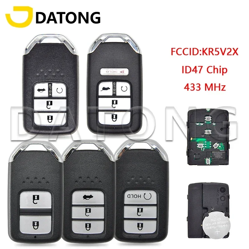 

Datong World Car Remote Control Key For Honda Fit City Greiz Jazz XRV Venzel HRV CRV 433MHz ID47Chip KR5V2X Promixity Card