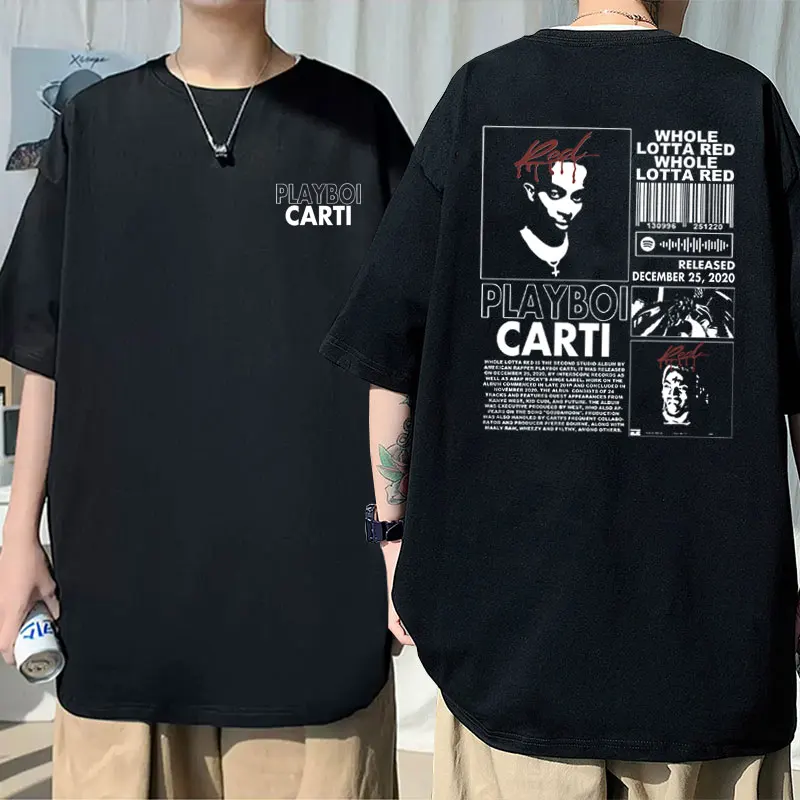 Rapper Playboi Carti Whole Lotta Red Graphic T-Shirts Hip Hop Male Oversized T Shirt Men's Cotton Short Sleeve Fashion Men Tees
Rapper Playboi Carti Whole Lotta Red Graphic T-Shirts Hip Hop Male Oversized T Shirt Men's Cotton Short Sleeve Fashion Men Tees