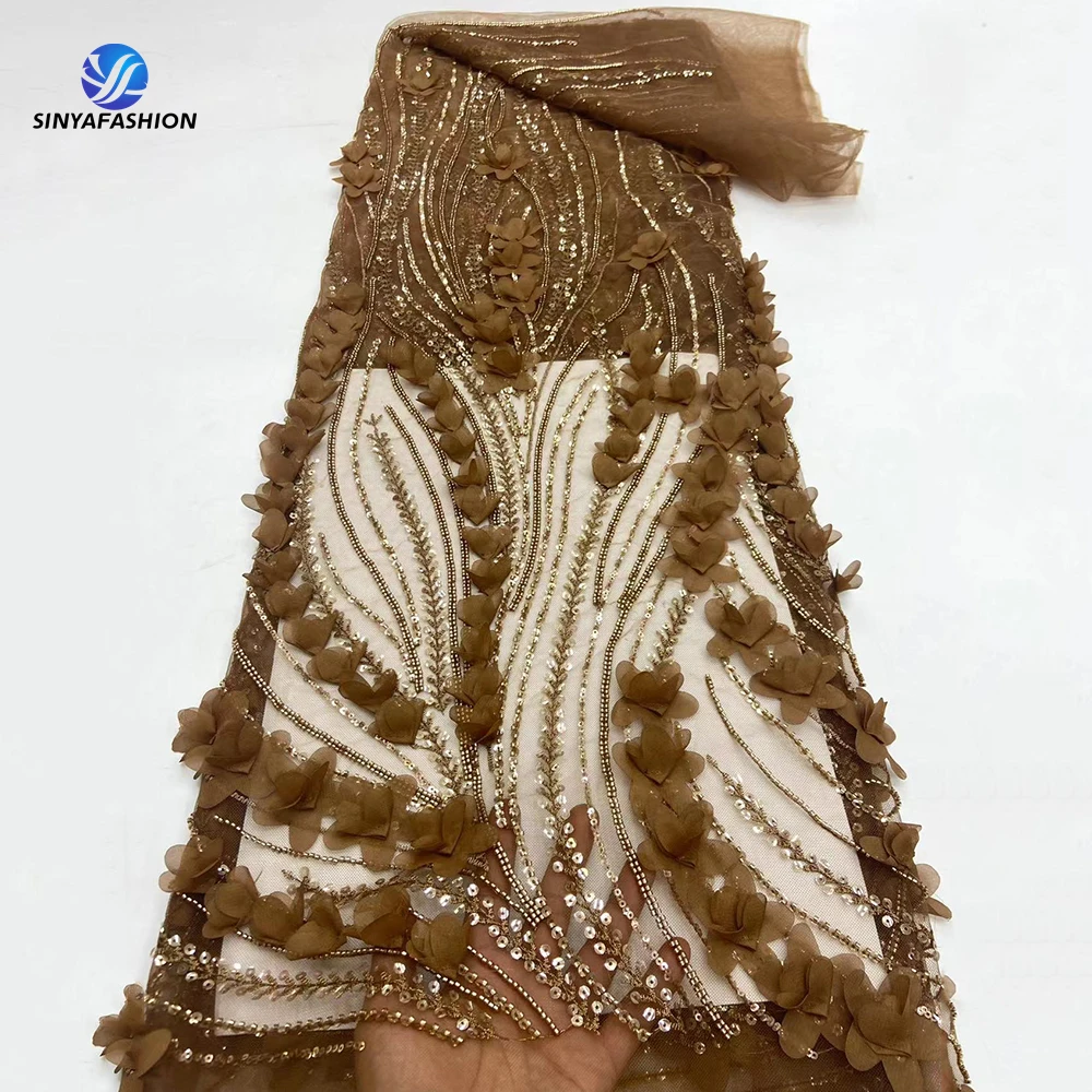Sinya Luxury Heavy Hand Beaded Lace Fabric 2024 High Quality African With 3D Flower Appliques For Evening Wedding Party Dress
Sinya Luxury Heavy Hand Beaded Lace Fabric 2024 High Quality African With 3D Flower Appliques For Evening Wedding Party Dress