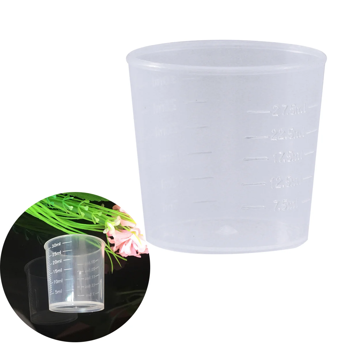 

50pcs 30ml Plastic Graduated Cups Measuring Scale Cups Transparent Liquid Container for Mixing Paint Stain Epoxy Resin