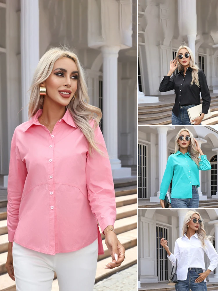 Polo Collar Blouse Female 2023 Spring Autumn New Women's Solid Cotton Casual Long Sleeve Shirt Women's Loose Irregular Tops
Polo Collar Blouse Female 2023 Spring Autumn New Women's Solid Cotton Casual Long Sleeve Shirt Women's Loose Irregular Tops