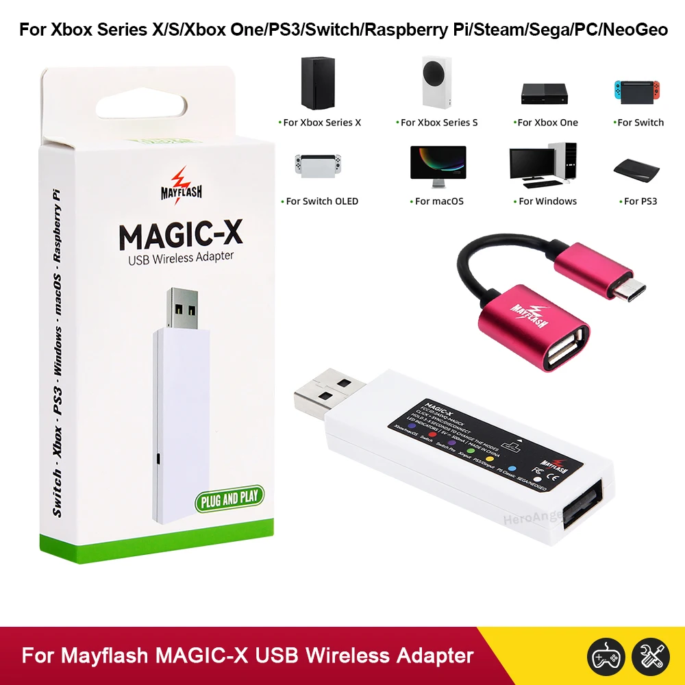 Mayflash MAGIC-X Wireless USB Controller Adapter for for PS5 DualSense for PS4 Gamepad for Xbox Series X|S/Switch/Steam Console
Mayflash MAGIC-X Wireless USB Controller Adapter for for PS5 DualSense for PS4 Gamepad for Xbox Series X|S/Switch/Steam Console