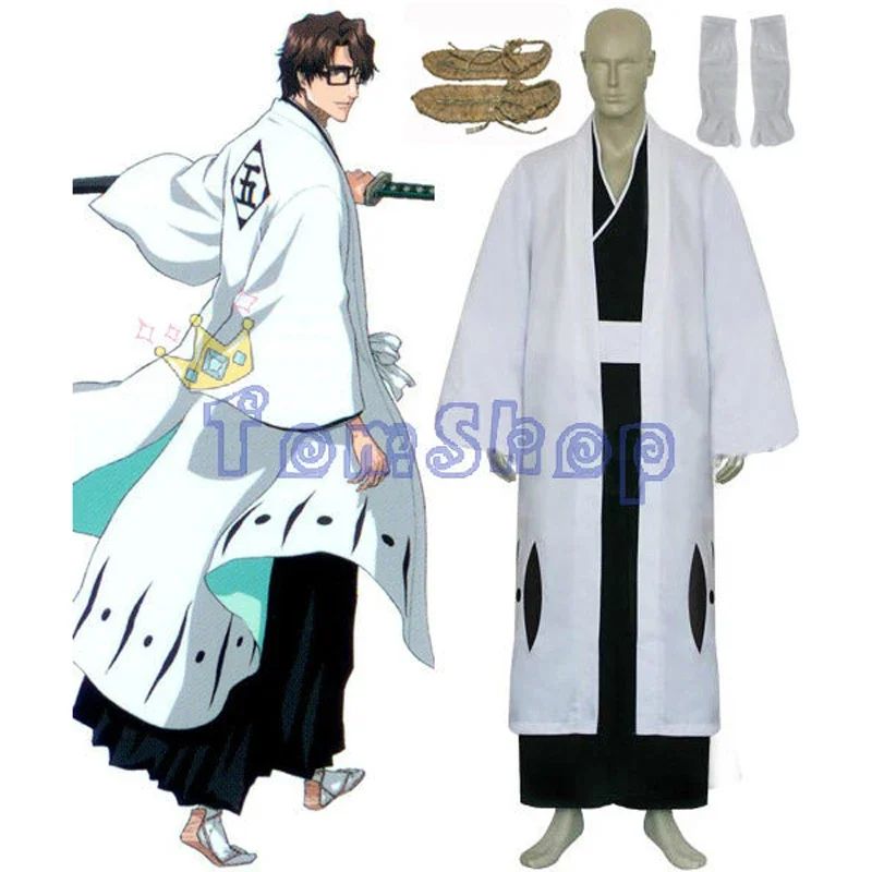 

Anime Bleach 5th Division Captain Aizen Sousuke Cosplay Kimono Uniform Suit Men's Halloween Costumes Custom Size free shipping