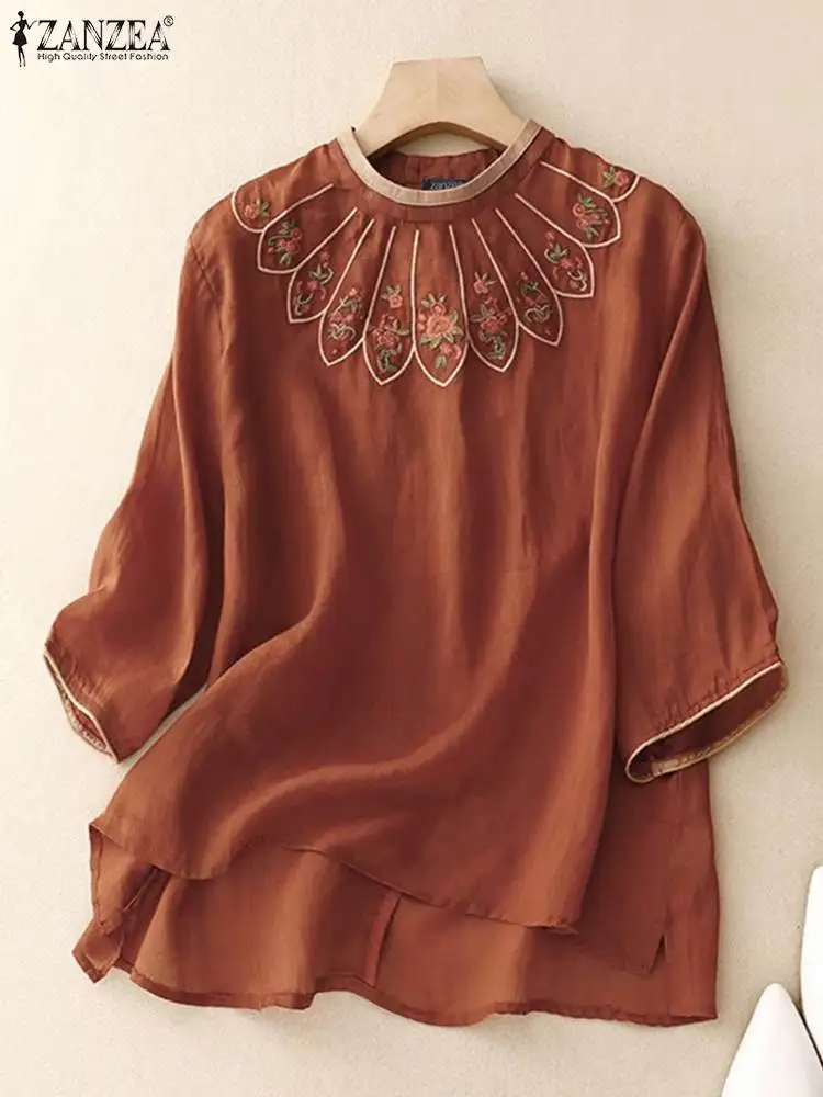 ZANZEA 2023 Women Casual Blouses Embroidery Floral Fashion 3/4 Sleeve Tops Vintage Elegant Female Blusas Daily Solid Lady Shirts
ZANZEA 2023 Women Casual Blouses Embroidery Floral Fashion 3/4 Sleeve Tops Vintage Elegant Female Blusas Daily Solid Lady Shirts