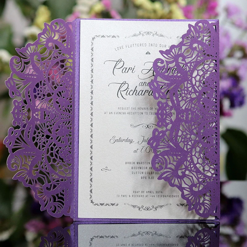 

25pcs Invitation Card Exquisite Laser Cut Flower Wedding Invitations Greeting Cards Gift Card with Envelope for Party Decoration