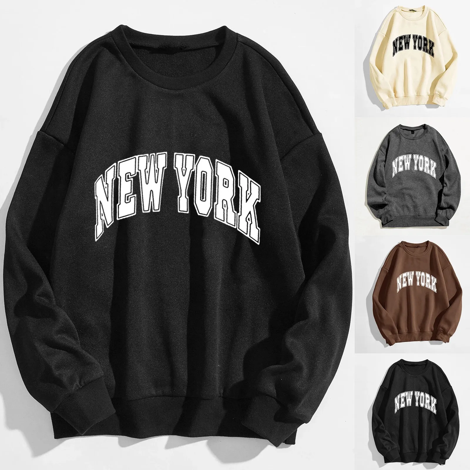 

Худи женское с длинным рукавом, повседневный свитшот с надписью New York, свободные пуловеры в стиле High Street, одежда для фитнеса и тренировок, осень