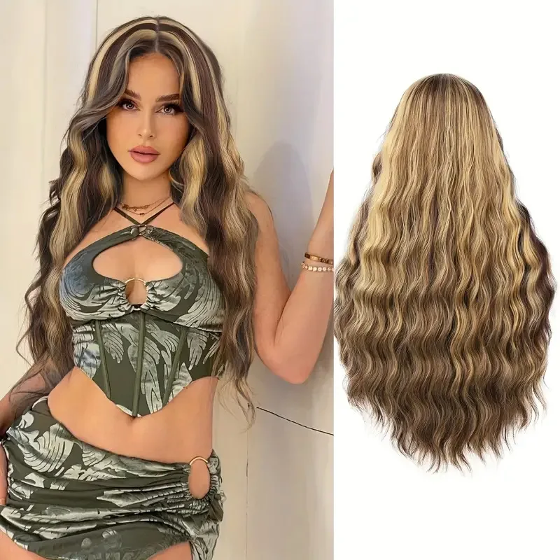 

wigs front lace wig medium small lace picks water wave long curly hair chemical fiber headgear cosplay wig synthetic wigs