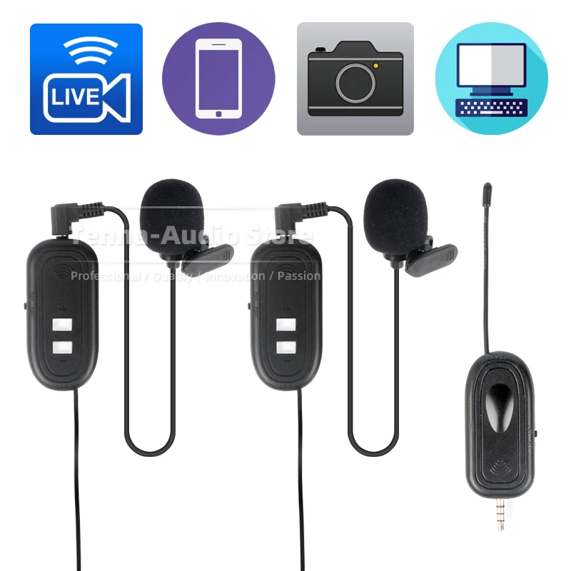 Rechargeable Wireless Lavalier Microphone System Lapel Tie Clip Headset Mic For Smartphone DSLR Camera Vlog Recording Video Live
Rechargeable Wireless Lavalier Microphone System Lapel Tie Clip Headset Mic For Smartphone DSLR Camera Vlog Recording Video Live