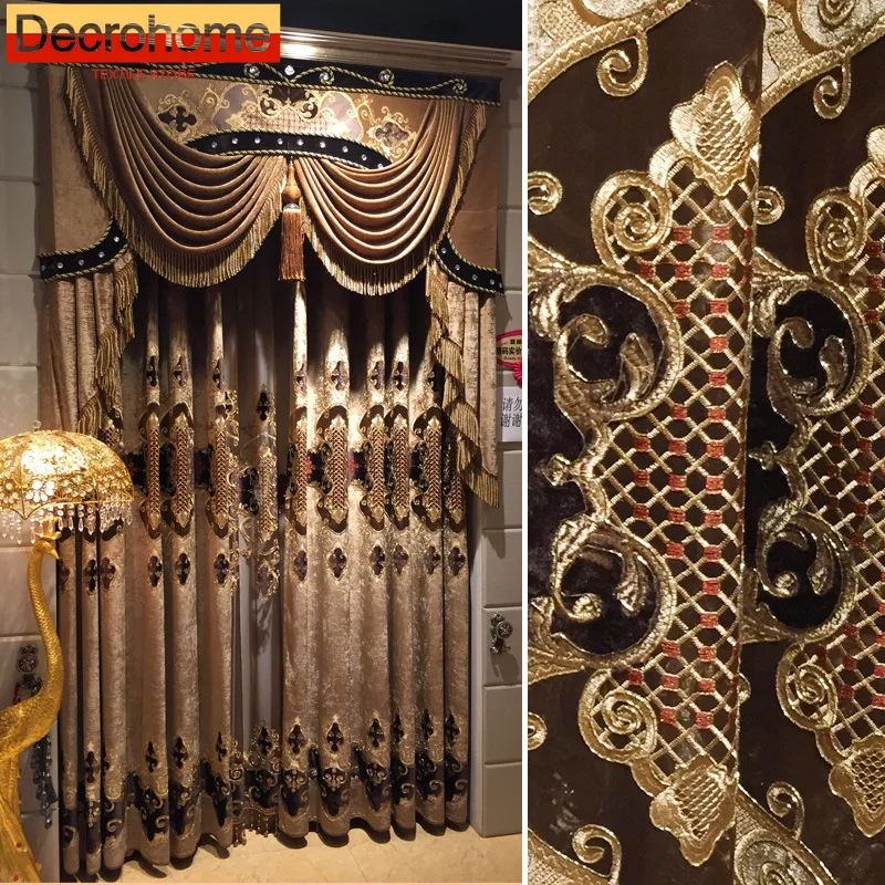 European Coffee Color Chenille Hollow Out Embroidered Curtains for Screen Living Room Bedroom Villa High Window Customized
European Coffee Color Chenille Hollow Out Embroidered Curtains for Screen Living Room Bedroom Villa High Window Customized