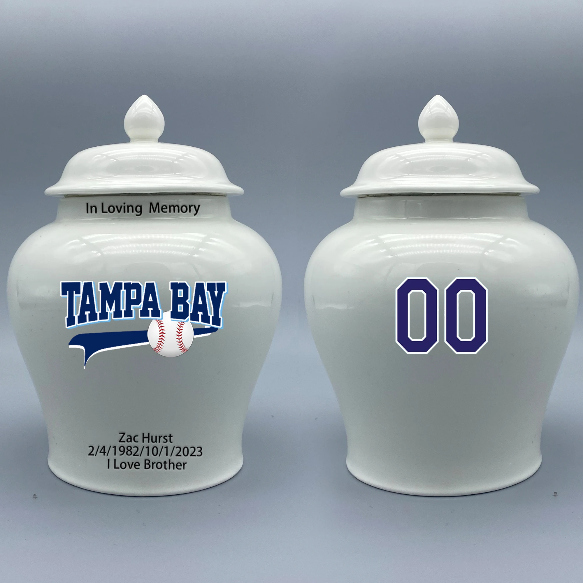 Medium Urn for Tampa Bay Rays-themed Logo Urn.Please send me the customize information-name/date and number on the urn
Medium Urn for Tampa Bay Rays-themed Logo Urn.Please send me the customize information-name/date and number on the urn