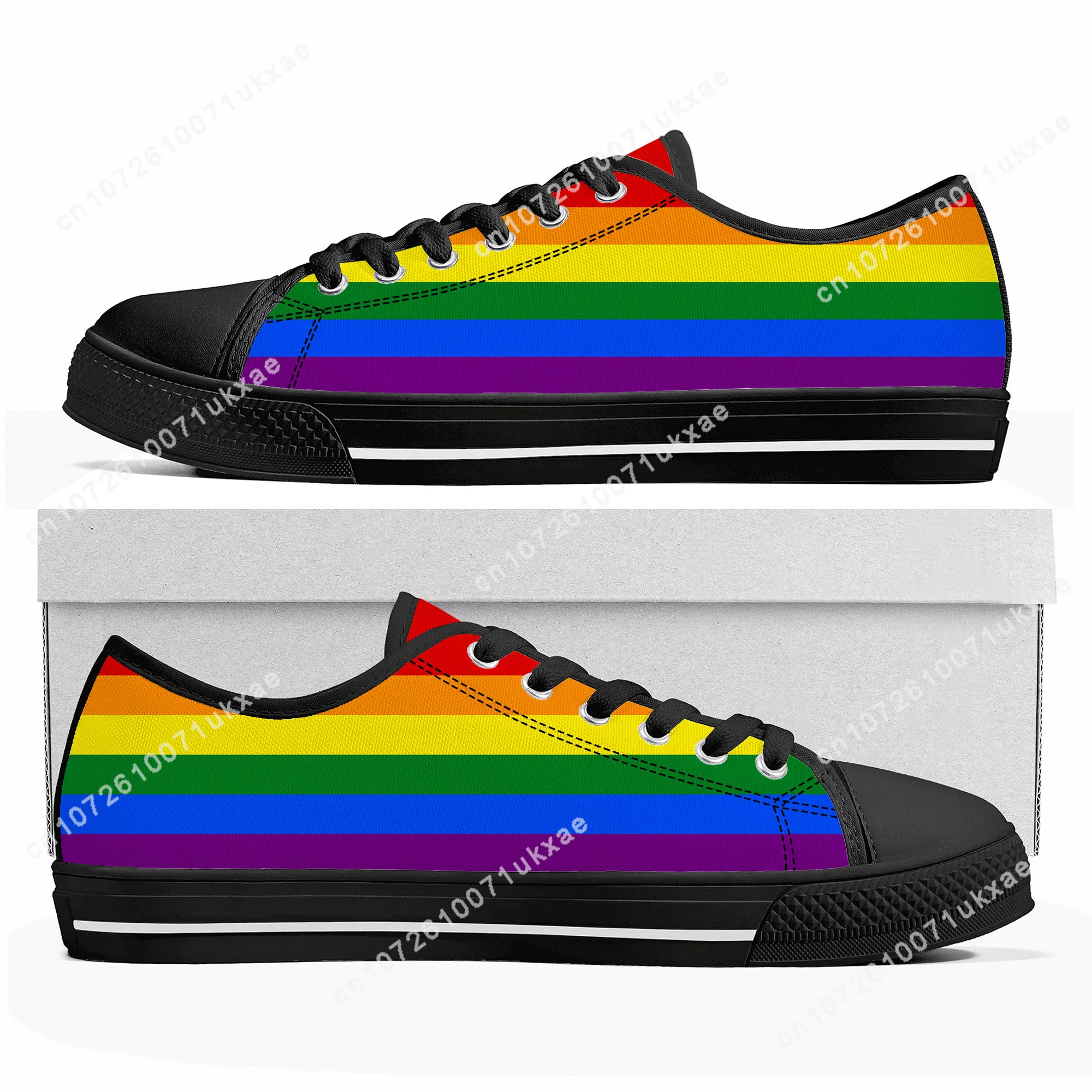 

LGBT ocmogic Pride rainbow Low Top Sneakers Mens Womens Teenager Canvas Sneaker Casual Custom Made Shoes Customize Shoe