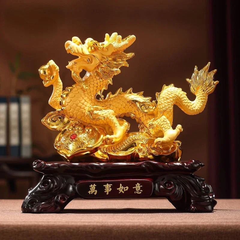 

Chinese Lucky Fortune Seeking Decoration Dragon The Year of The Loong Mascot Living Room Wine Cabinet Decor Opening Gift