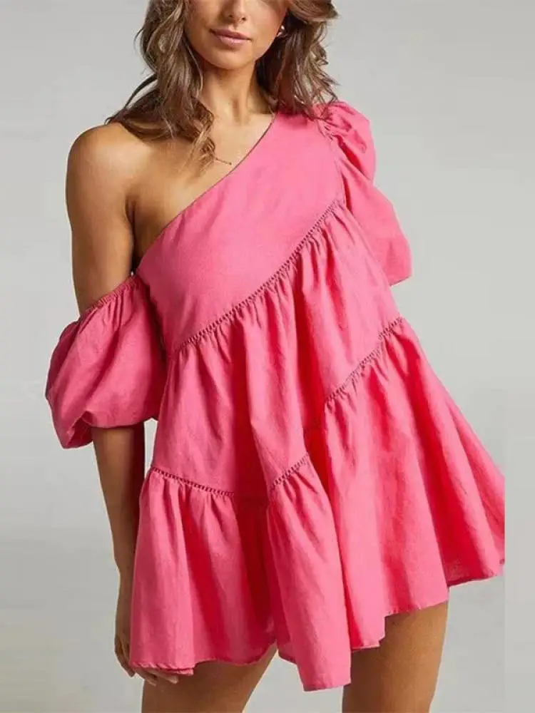 Missuoo Adult Female Stylish Mini Dress 2023 Summer New Diagonal Collar Short Puff Sleeves A-Line Loose Dresses For Women
Missuoo Adult Female Stylish Mini Dress 2023 Summer New Diagonal Collar Short Puff Sleeves A-Line Loose Dresses For Women