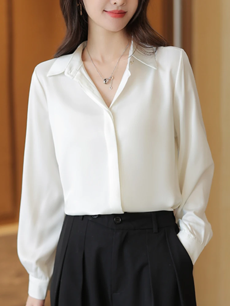 New Fashion Women Spring Casual Elegant White Shirts Vintage Formal Satin Business Party Blouses Female Chic Solid Tops
New Fashion Women Spring Casual Elegant White Shirts Vintage Formal Satin Business Party Blouses Female Chic Solid Tops