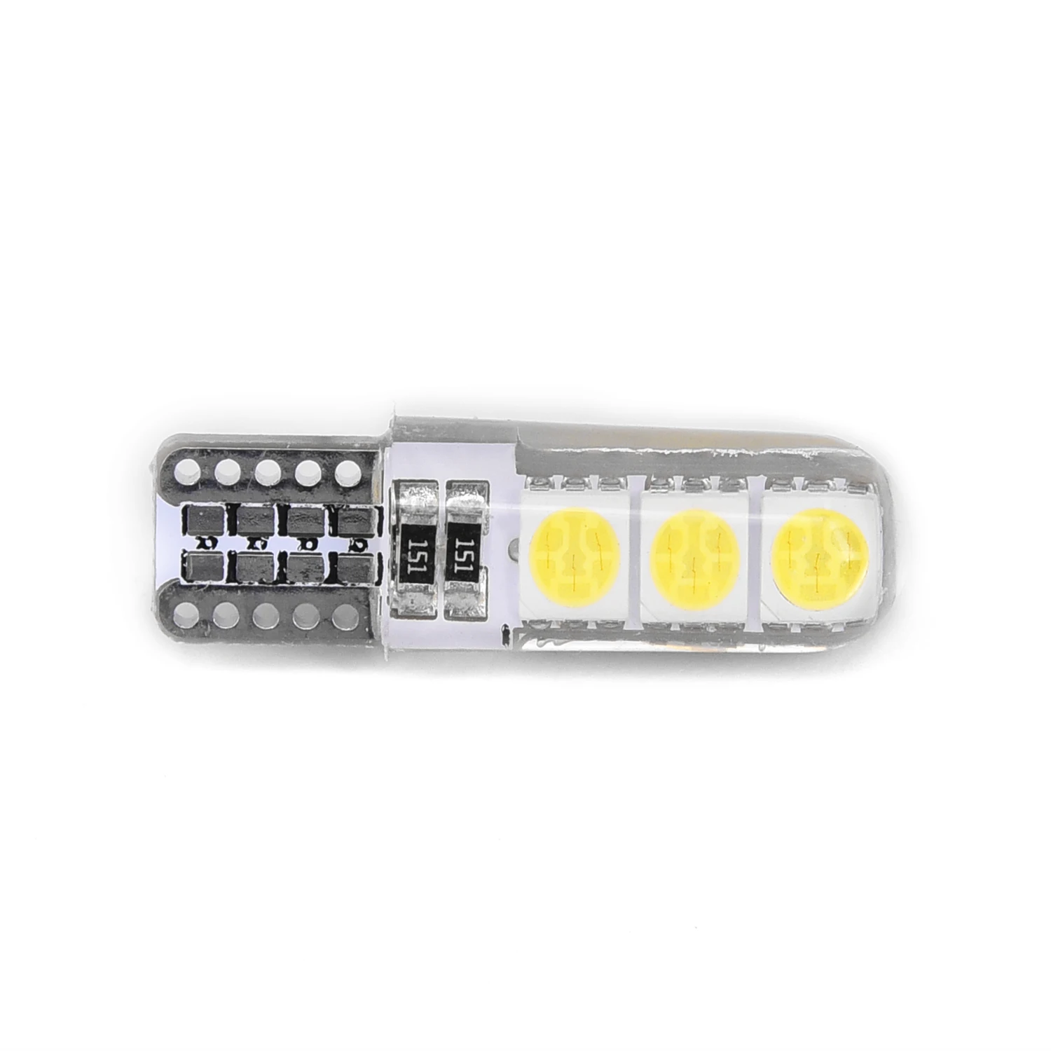 

Silicone Shell Canbus LED Lamp White 12V DC License Plate Dome 10pcs T10 194 W5W Car T10-5050-6SMD Energy Saving