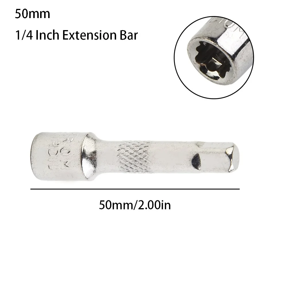 1/4 Inch 50/75/100MM Chromed Steel Extension Bar Extension Sleeve Wrench Ratchet Socket Wrench Adapter Power Drill Accessories
1/4 Inch 50/75/100MM Chromed Steel Extension Bar Extension Sleeve Wrench Ratchet Socket Wrench Adapter Power Drill Accessories