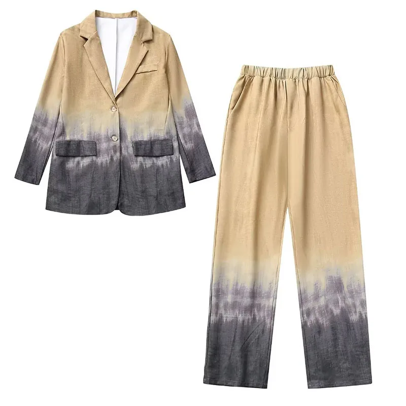 Autumn Fashion Women's Suit Tie-Dye Lapel Long Sleeve Pocket Single Breasted Blazer Jacket Mid Waist Pocket Trousers
Autumn Fashion Women's Suit Tie-Dye Lapel Long Sleeve Pocket Single Breasted Blazer Jacket Mid Waist Pocket Trousers