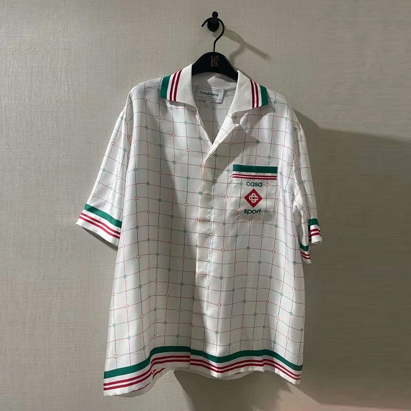 2023ss White Silk Plaid Casablanca Shirt Streetwear Men Women Short Sleeve Hawaii Beach Shirts y2k
2023ss White Silk Plaid Casablanca Shirt Streetwear Men Women Short Sleeve Hawaii Beach Shirts y2k