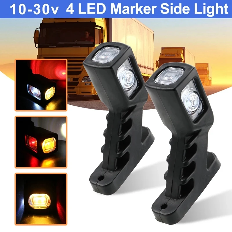 NEW-2Pcs 10-30V 4 LED Side Marker Light for Truck Trailer Caravan Van 3 Face Red Amber White Car Clearance Lamp
NEW-2Pcs 10-30V 4 LED Side Marker Light for Truck Trailer Caravan Van 3 Face Red Amber White Car Clearance Lamp