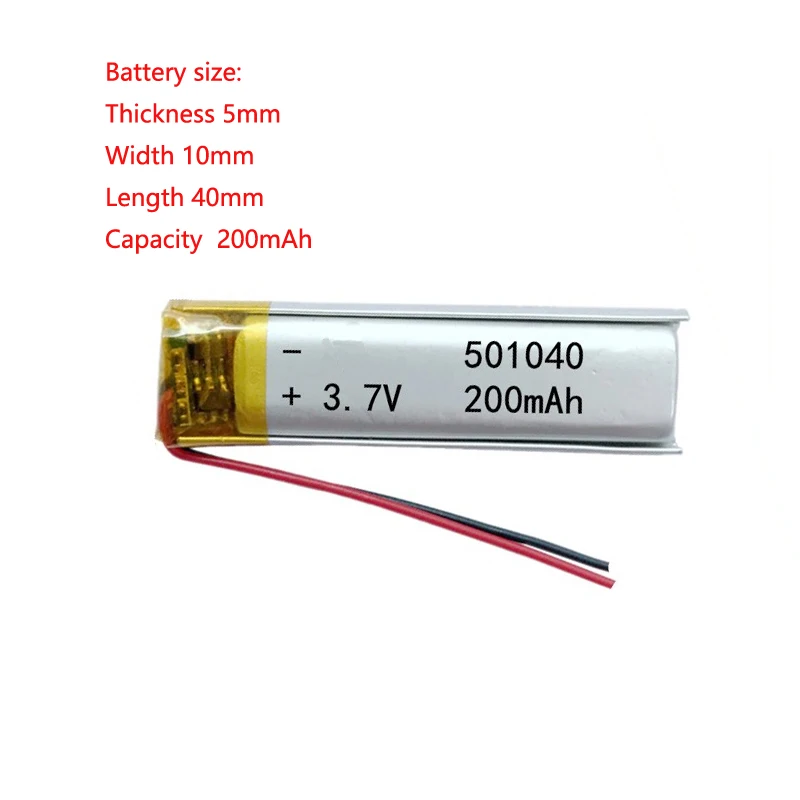 501040 3.7v 200mah Li Polymer Battery For Gps Headphone Recorder Dvd Bluetooth Headset Massager
501040 3.7v 200mah Li Polymer Battery For Gps Headphone Recorder Dvd Bluetooth Headset Massager