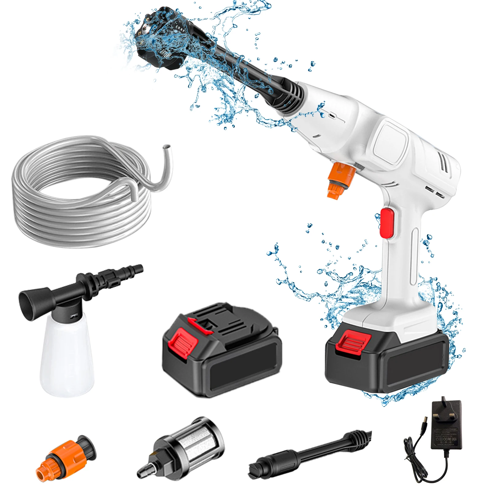 Cordless Pressure Washer Car Water Gun Water Foam Generator Spray Cleaner with Battery and Charger 24V 30000mAh for Washing Car
Cordless Pressure Washer Car Water Gun Water Foam Generator Spray Cleaner with Battery and Charger 24V 30000mAh for Washing Car