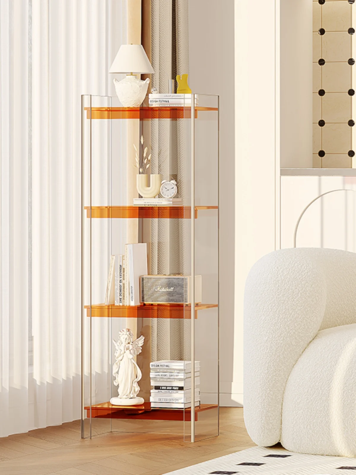 Nordic style light luxury shelf, acrylic living room storage display rack, designer multi-layer floor standing bookshelf,
Nordic style light luxury shelf, acrylic living room storage display rack, designer multi-layer floor standing bookshelf,