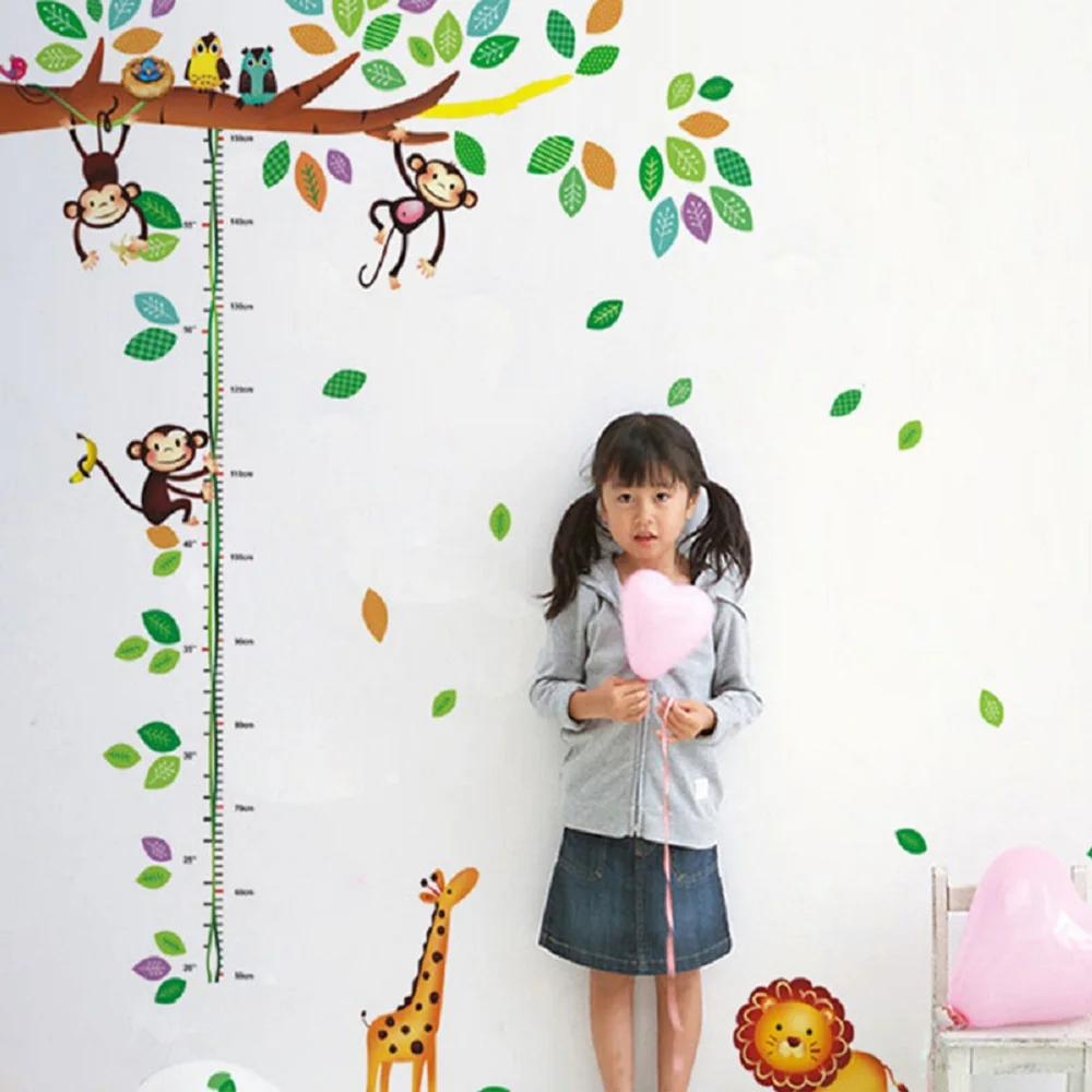 

Cartoon Giraffe Monkey Trees height Wall Sticker Baby Room Children Bedroom Wall Stickers Home Decor Wall Art Sticker