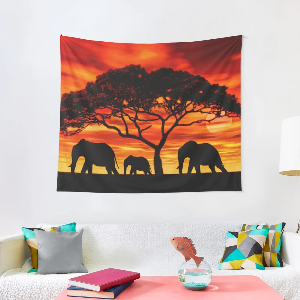 

Acacia Elephant Sunset Tapestry Wallpaper Wall Decoration Items Kawaii Room Decor Decorative Wall Mural Tapestry