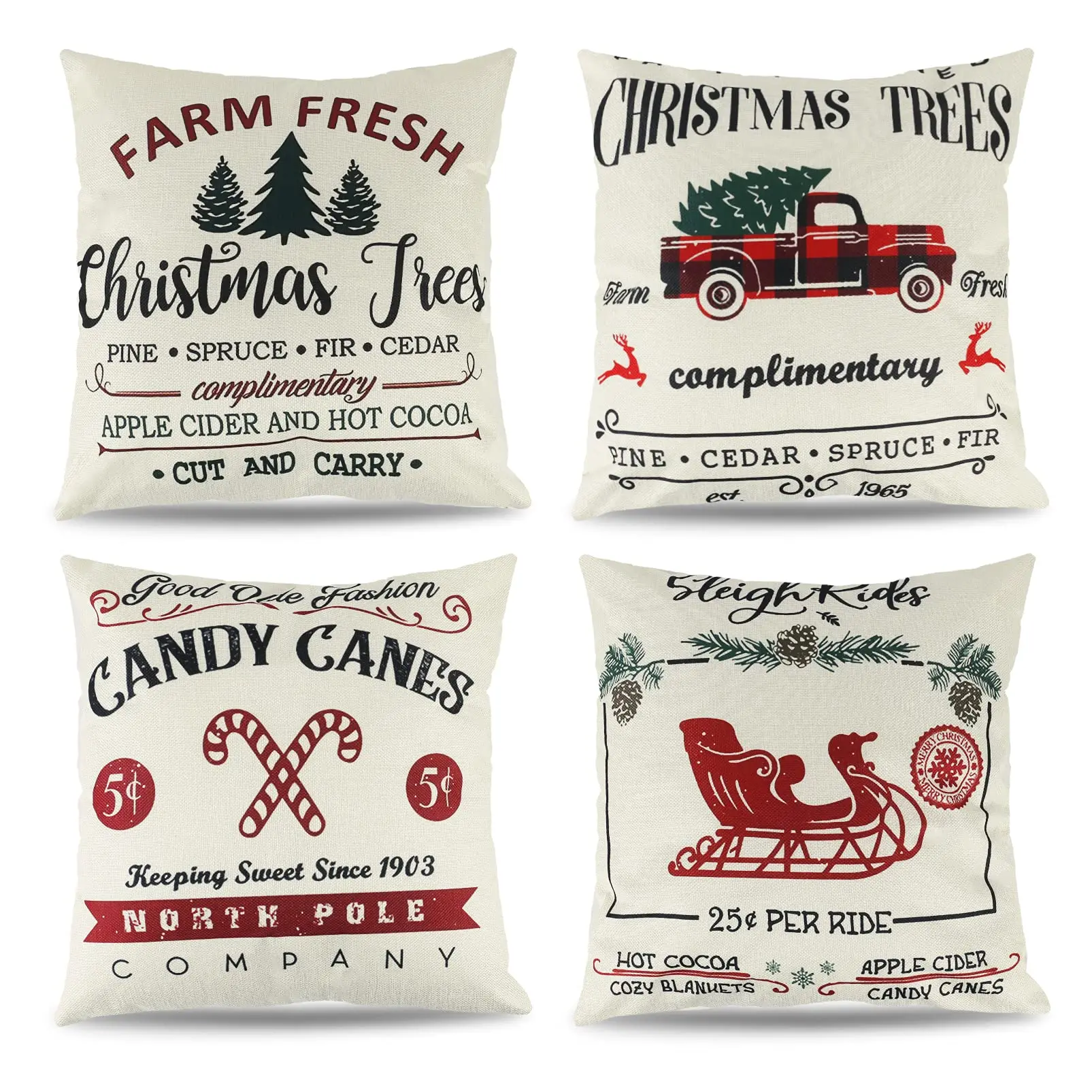 

Red truck Christmas linen pillowcase sofa cushion cover home improvement can be customized for you 40x40 50x50 60x60 45x45