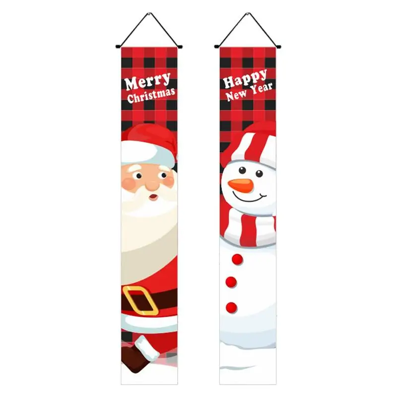 

Christmas Porch Banner Decorations Welcome Sign Hang Banner Flag Decoration Reusable Front Porch Banner Snowman Door Banner For