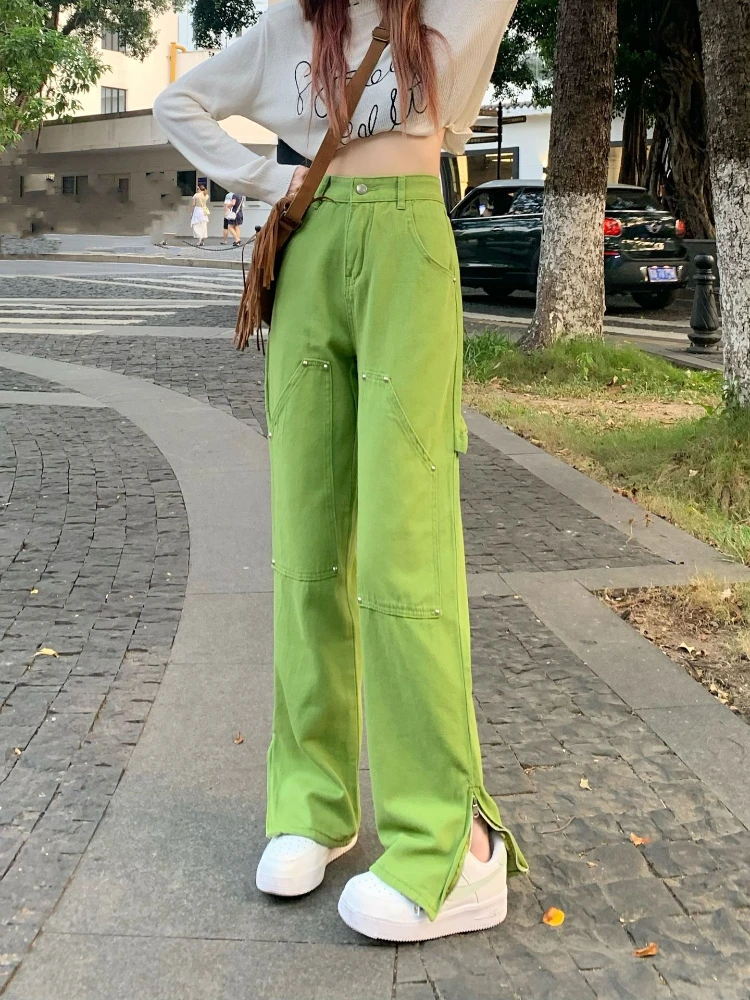 Avocado Green Pants for Women In Spring Street Slim Split Straight Leg Skinny Jeans Green Jeans for Women Metal Decoration
Avocado Green Pants for Women In Spring Street Slim Split Straight Leg Skinny Jeans Green Jeans for Women Metal Decoration