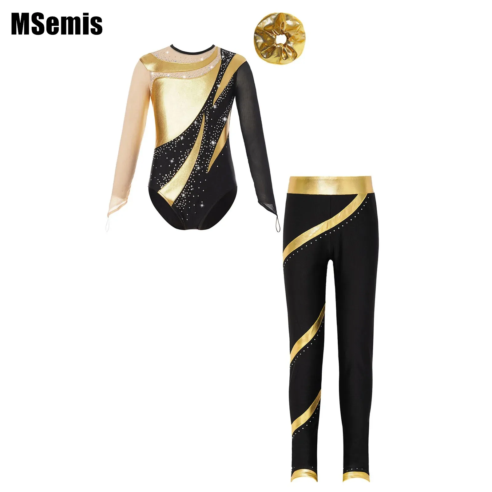 Kids Girls Shiny Rhinestones Dance Set Long Sleeve Cutout Back Leotard with Waistband Pants And Headband for Skating Gymnastics
Kids Girls Shiny Rhinestones Dance Set Long Sleeve Cutout Back Leotard with Waistband Pants And Headband for Skating Gymnastics