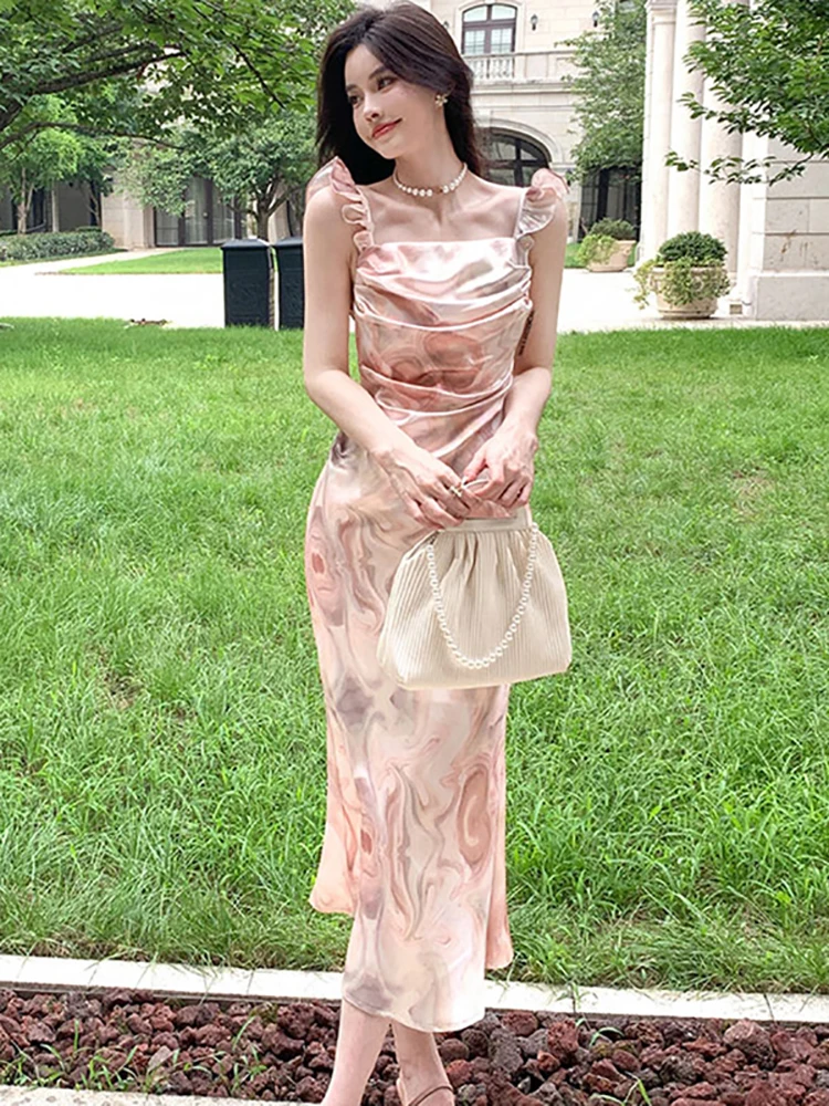 Summer Pink Floral Ruffled Sling Dress Women Korean Bodyocn Backless Sexy Long Dress 2023 Elegant Luxury Party Evening Vestidos
Summer Pink Floral Ruffled Sling Dress Women Korean Bodyocn Backless Sexy Long Dress 2023 Elegant Luxury Party Evening Vestidos