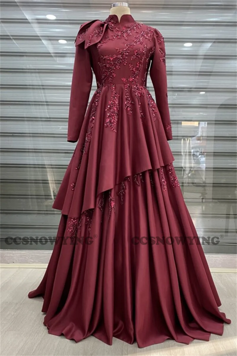 Burgundy Satin Beaded Muslim Evening Dress Long Sleeve Prom Dress Islamic Arabia Dubai Formal Party Gown Hijab Robe De Soiree
Burgundy Satin Beaded Muslim Evening Dress Long Sleeve Prom Dress Islamic Arabia Dubai Formal Party Gown Hijab Robe De Soiree