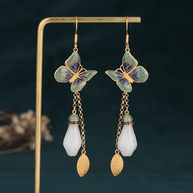 2024 Summer Chinese Style Gold Plated Enamel Drop Glazed Orchid Butterfly Tassel Earrings
2024 Summer Chinese Style Gold Plated Enamel Drop Glazed Orchid Butterfly Tassel Earrings