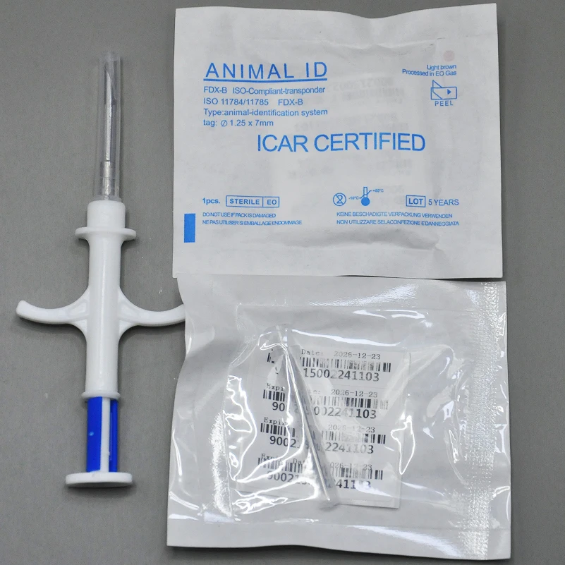 

1.25x7mm Separated Microchip Syringe Smallest Recycle Needle FDX-B Pet ID Tag 134.2KHz Animal Injector Matching Plastic Injector