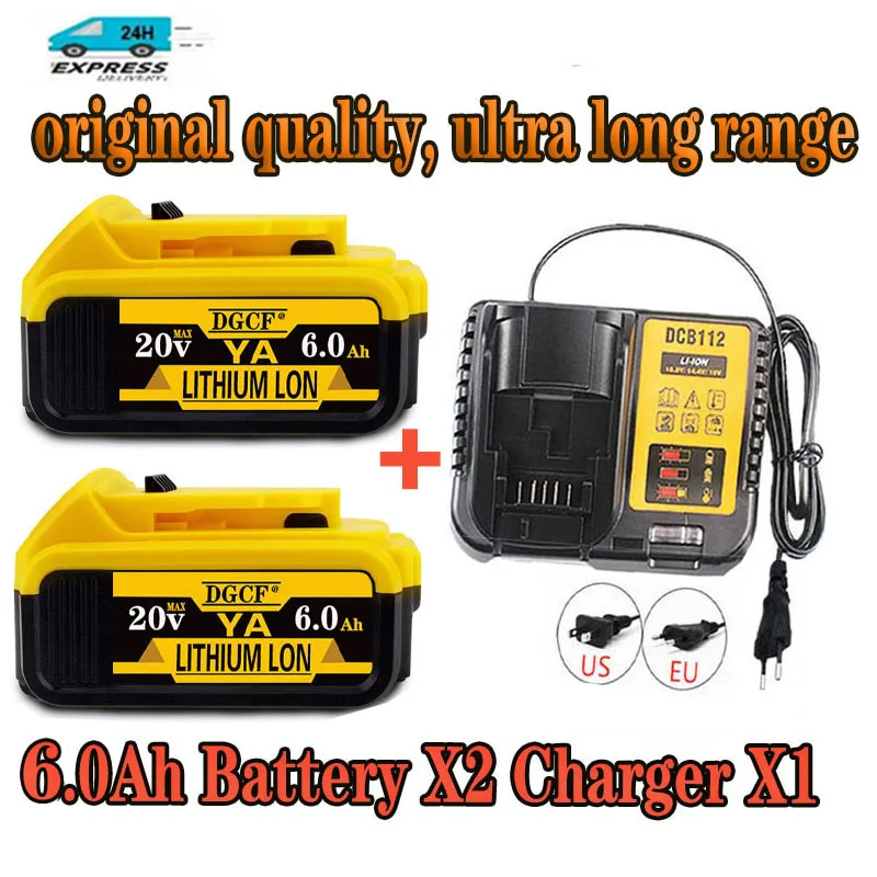 

20V 6.0/8.0/12.0Ah DCB200 Replaceable Li-ion Battery For DeWalt DCB206 DCB207 DCB204 DCB203 Power Tool Batteries LED Work Lights