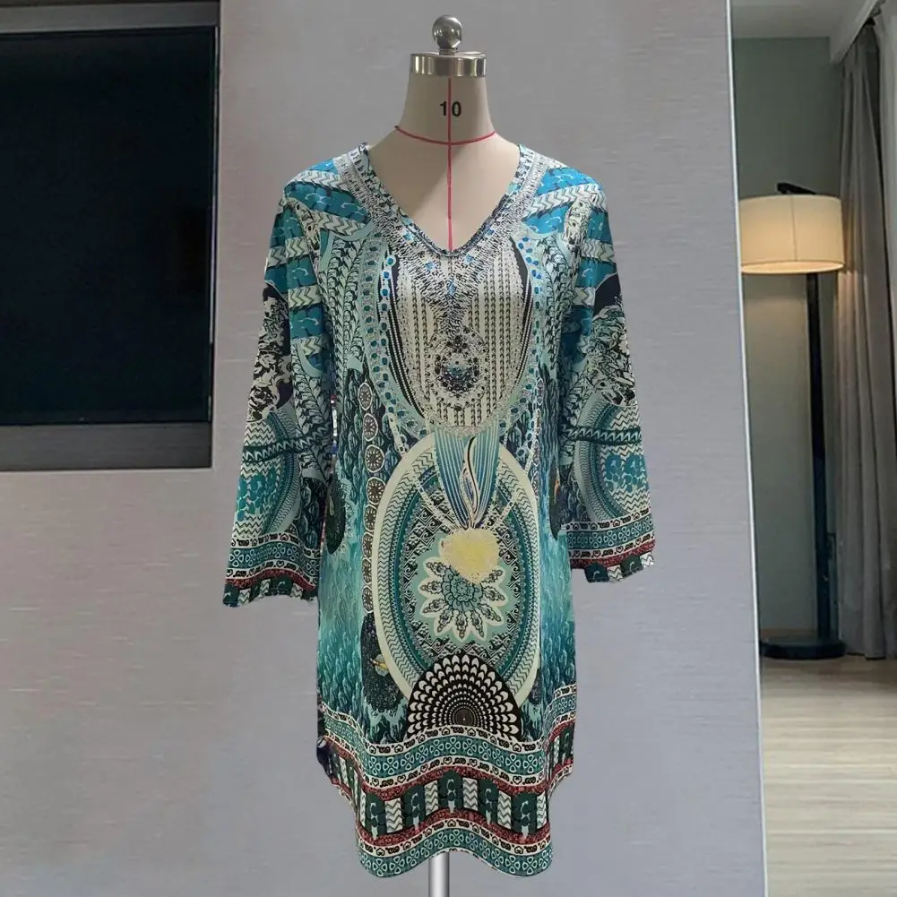 Women Ethnic Print Dress Ethnic Style Print Women's Summer Midi Dress with V Neck Long Sleeves Soft Breathable Casual Lady Daily
Women Ethnic Print Dress Ethnic Style Print Women's Summer Midi Dress with V Neck Long Sleeves Soft Breathable Casual Lady Daily