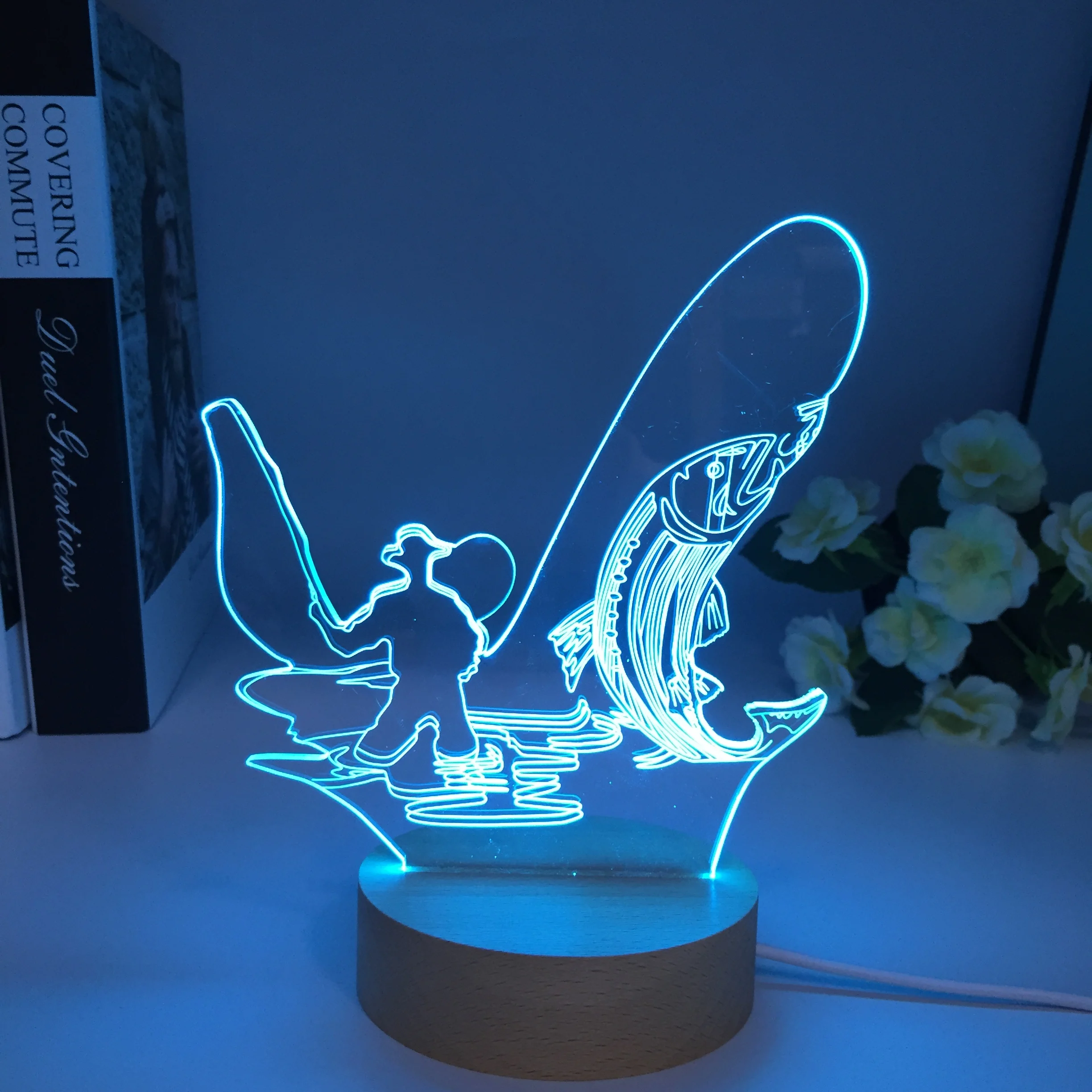 Fishing 3D Night Lamp Wooden 3D Table Night Light Acrylic LED Decor with Colors Birthday Gifts Wood Present for Room Decor 
Fishing 3D Night Lamp Wooden 3D Table Night Light Acrylic LED Decor with Colors Birthday Gifts Wood Present for Room Decor