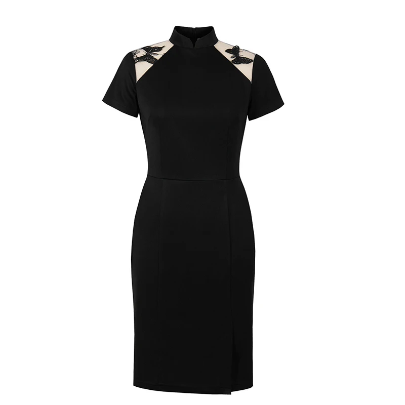Women Sexy Black dresses SUmmer short sleeve Mesh Embroidery Vintage Party Sheath Bodycon Pencil dress
Women Sexy Black dresses SUmmer short sleeve Mesh Embroidery Vintage Party Sheath Bodycon Pencil dress