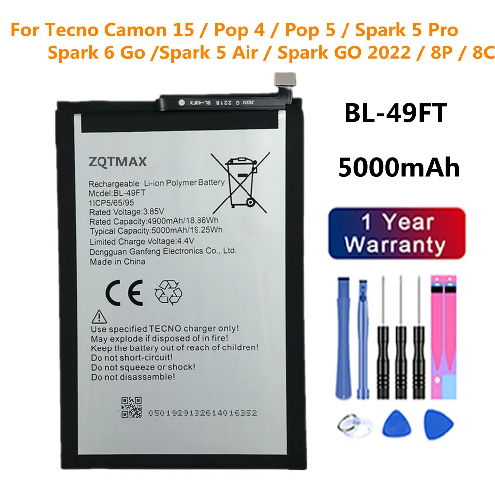 BL-49FT Аккумулятор для Tecno Pop 4 5 / Spark 5 Pro / Spark 6 Go / Spark 5 Air / Camon 15 / Spark GO 2022 / 8P 8C BL 49FT
BL-49FT Аккумулятор для Tecno Pop 4 5 / Spark 5 Pro / Spark 6 Go / Spark 5 Air / Camon 15 / Spark GO 2022 / 8P 8C BL 49FT