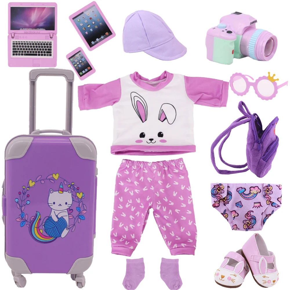 Cute Rabbit Print Set 10 pcs Doll Clothes Accessories For 18Inch American &43Cm Reborn Baby Doll Toy Our Generation Girls Gifts 
Cute Rabbit Print Set 10 pcs Doll Clothes Accessories For 18Inch American &43Cm Reborn Baby Doll Toy Our Generation Girls Gifts