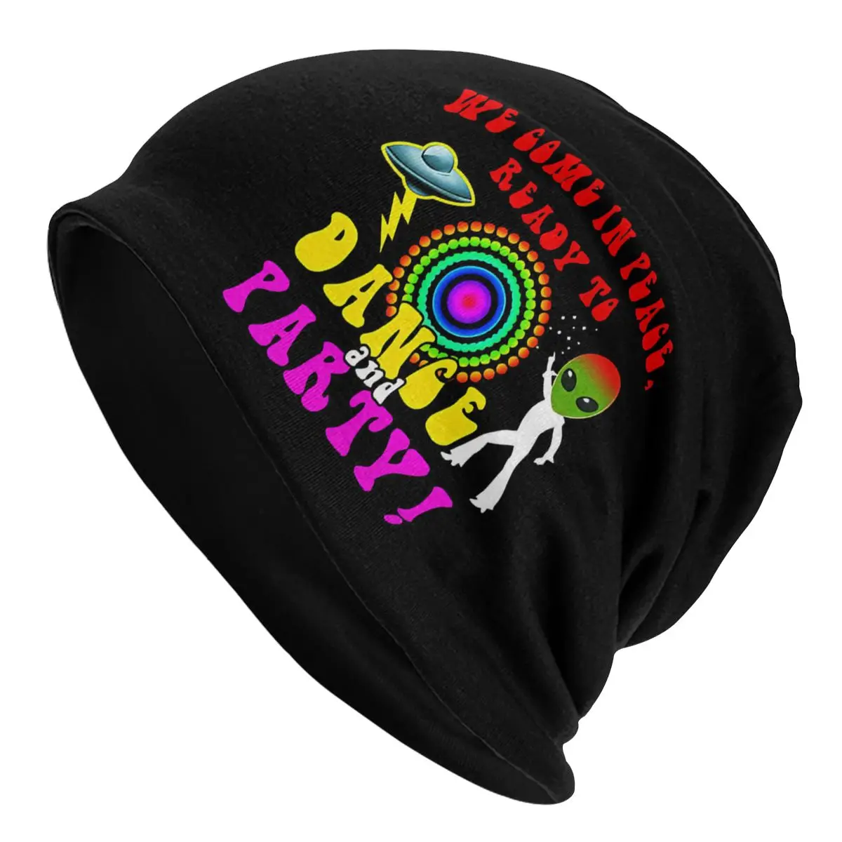 

Bonnet Hats Alien And UFO Men Women's We Come In Peace Ready To Dance And Party Thin Cap Street Skullies Beanies Caps