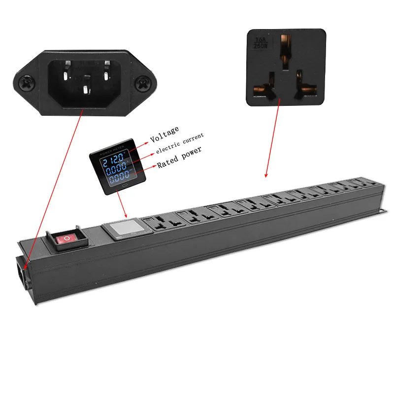 PDU Power Strip Network Cabinet Rack Distribution 9AC Unit Ammeter Display Socket 16A Universal Outlet Switch C14 Transfer
PDU Power Strip Network Cabinet Rack Distribution 9AC Unit Ammeter Display Socket 16A Universal Outlet Switch C14 Transfer