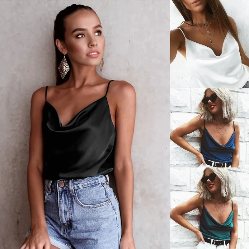 652F Womens Spaghetti Straps Cowl Neck Satin Camisole Sexy Backless Solid Color Tank Top Slip Vest Sleeveless Loose Blouses
652F Womens Spaghetti Straps Cowl Neck Satin Camisole Sexy Backless Solid Color Tank Top Slip Vest Sleeveless Loose Blouses