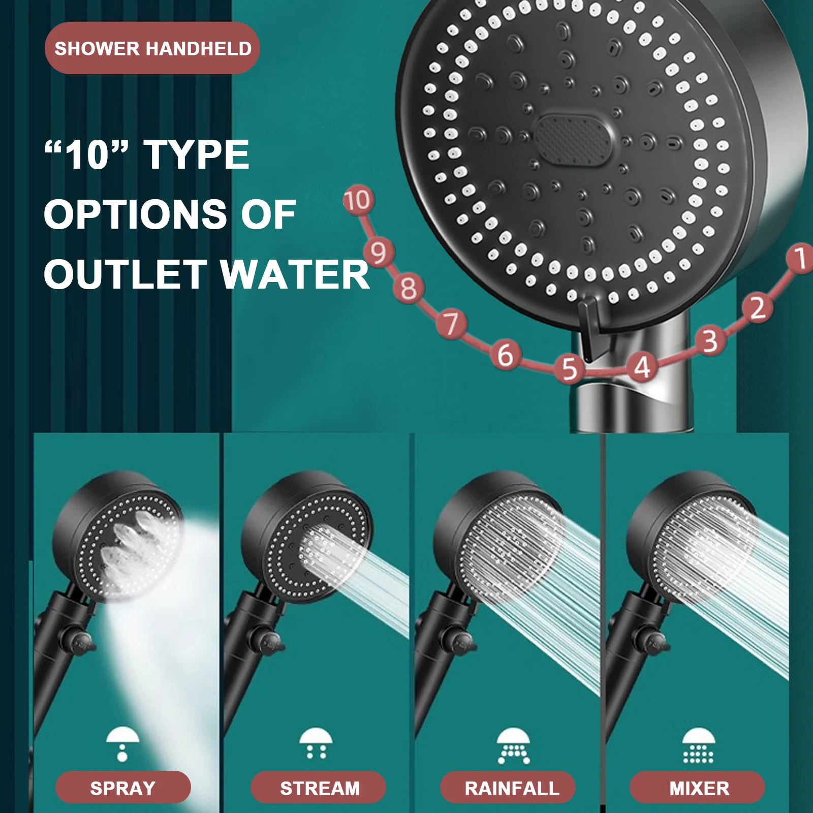 10 Modes Bathroom Shower Head Handheld High-Pressure Water Saver Showerhead Portable Black Rainfall Massage Shower Nozzl 24 Mallzona Sd7c86a947c664861b00b2eabc3fa7325c 10 Modes Bathroom Shower Head Handheld High-Pressure Water Saver Showerhead Portable Black Rainfall Massage Shower Nozzl Mallzona