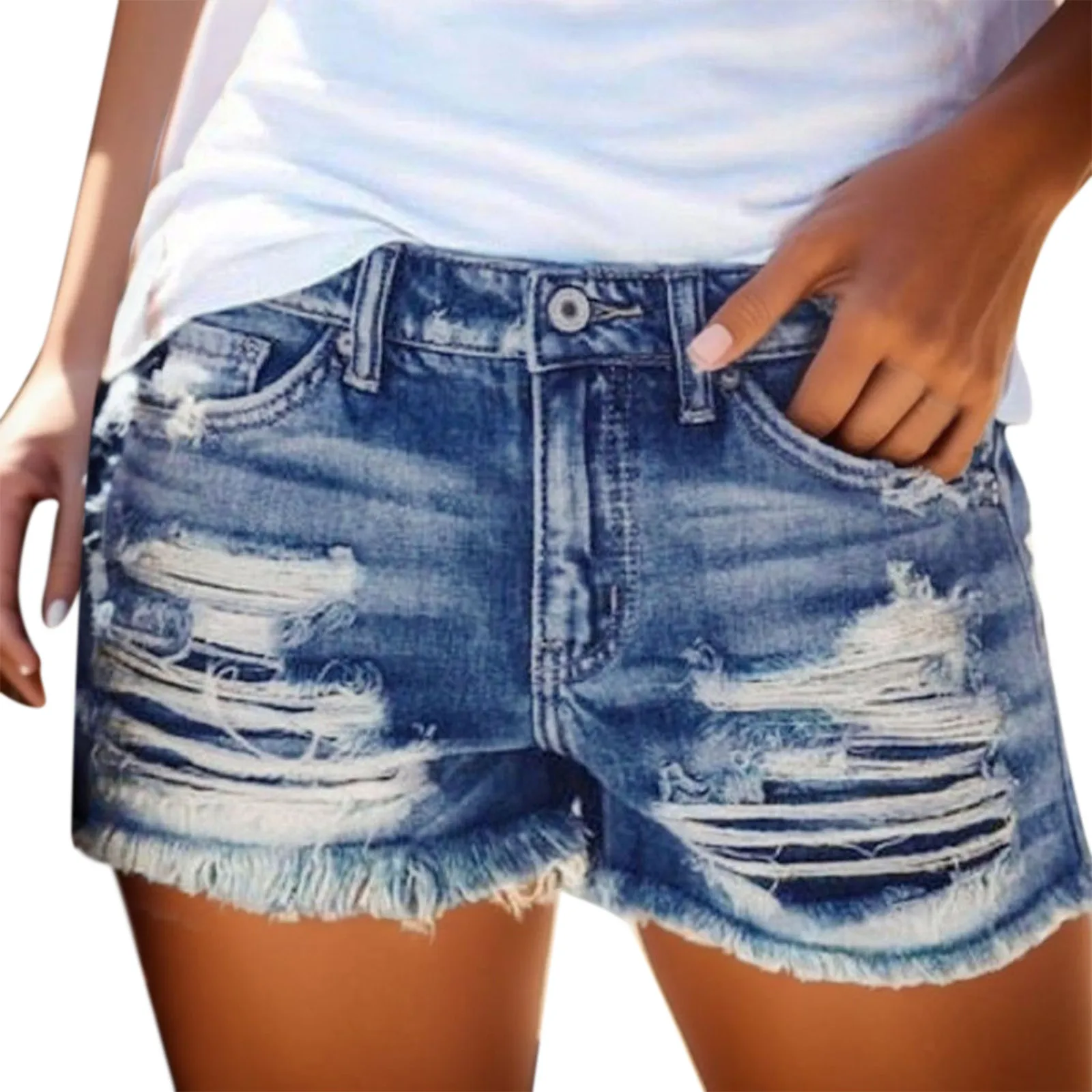 

Women's Shorts Summer Fashion Hole Denim Jeans Denim Shorts Streetwear High Waisted Washed Casual Versatile Denim Shorts