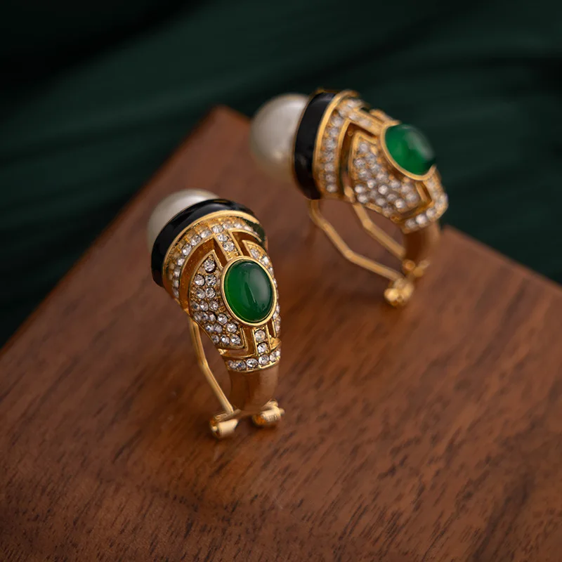 Bilandi-Boucles d'oreilles en verre rétro pour femme, bijoux géométriques, grande perle simulée, haute qualité, tempérament vintage 3