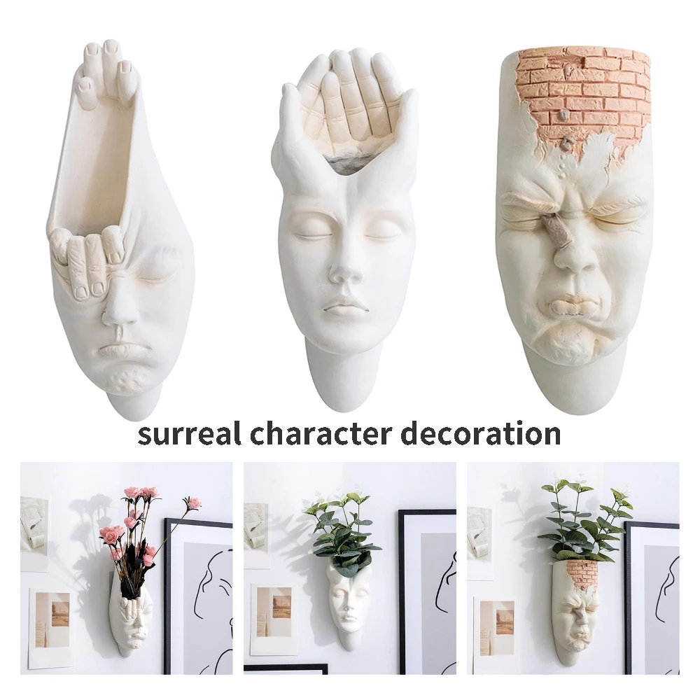 Creative Figure Shape Resin Flower Pot Vase Wall Sculpture Surreal New Series Art Wall Hanging Vase Decoration Home Decor
Creative Figure Shape Resin Flower Pot Vase Wall Sculpture Surreal New Series Art Wall Hanging Vase Decoration Home Decor