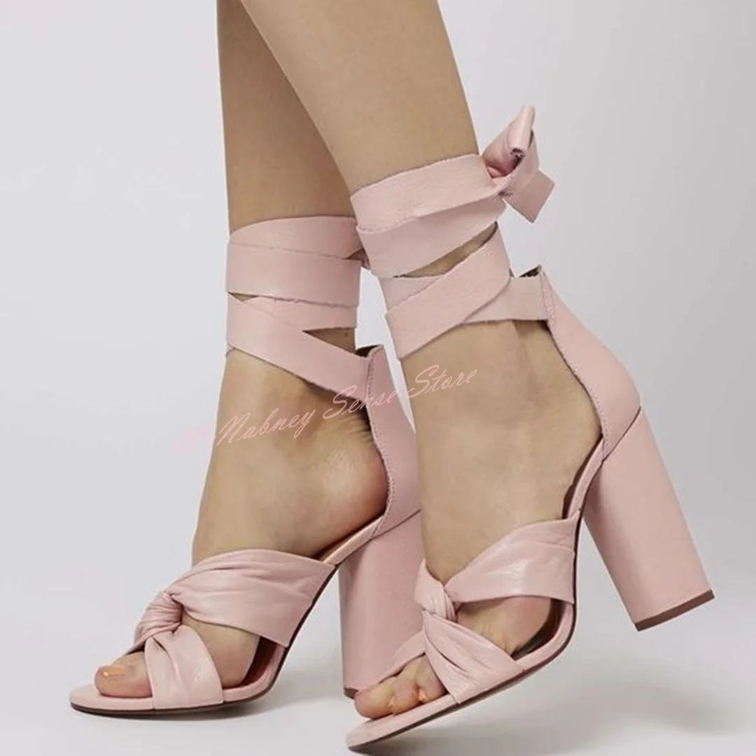 Thick Heels Solid Knot Sandals Pointy Toe Lace Up Straps High Heels Women Sexy Shoes Summer New Style Big Size Customized Sandal
Thick Heels Solid Knot Sandals Pointy Toe Lace Up Straps High Heels Women Sexy Shoes Summer New Style Big Size Customized Sandal